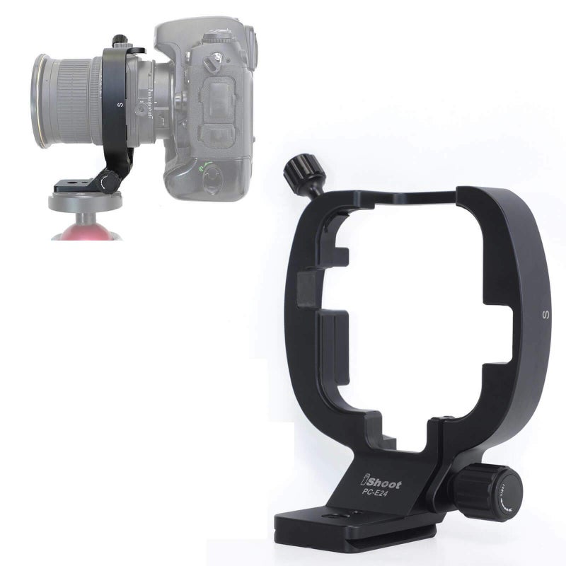 iShoot Tripod Mount Ring, Lens Collar Support Holder for Nikon PC-E Micro NIKKOR 45mm f/2.8D ED and Nikon PC-E NIKKOR 24mm f/3.5D ED Tilt-Shift Lens, Built-in 46mm Arca-Swiss Fit Quick Release Plate - Image 1